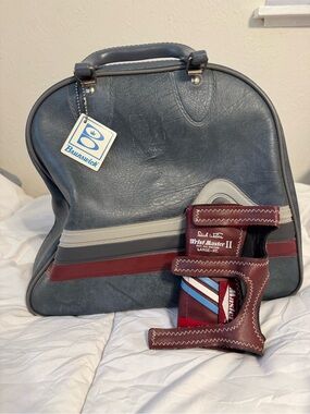 Vintage Brunswick Bowling Bag + Dick Weber Wrist Master II Retro Bowling Bundle